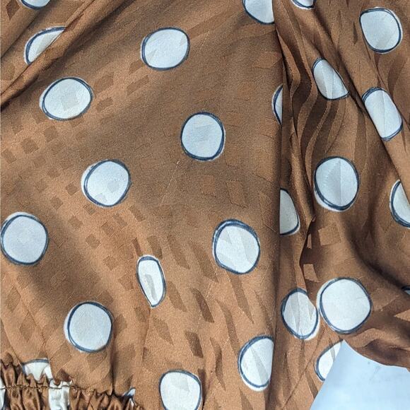 Slate & Willow Sketched Polka Dot Wide Leg Crop Jumpsuit Brown Women's Size 2 - Picture 12 of 14